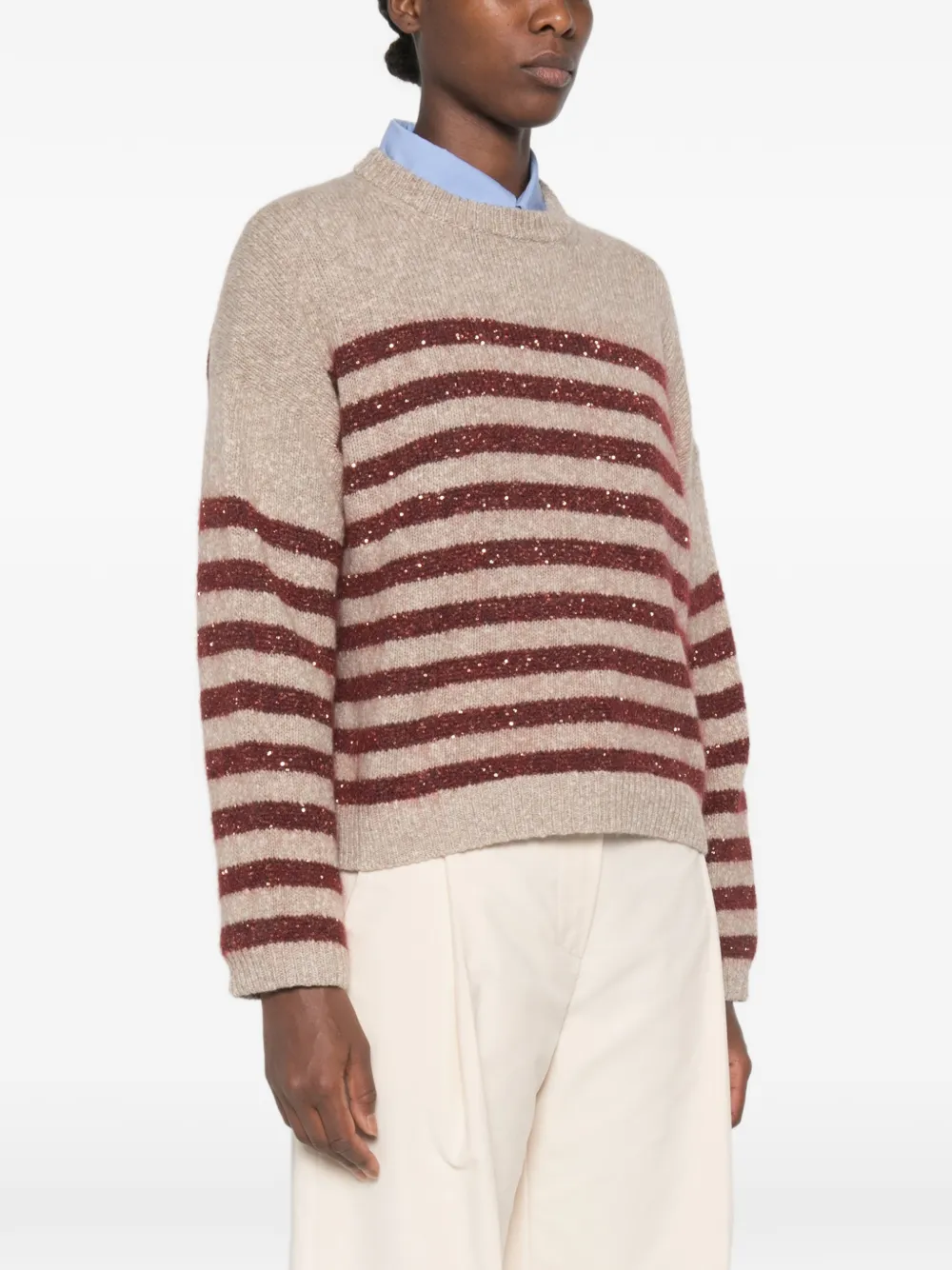 Brunello Cucinelli Trui verfraaid met pailletten Beige