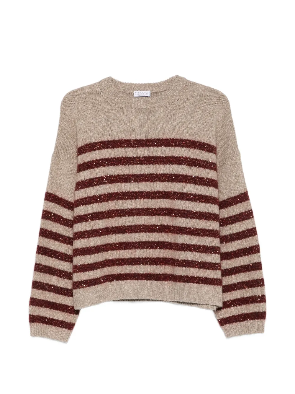 Brunello Cucinelli sequin-embellished striped sweater - Nude