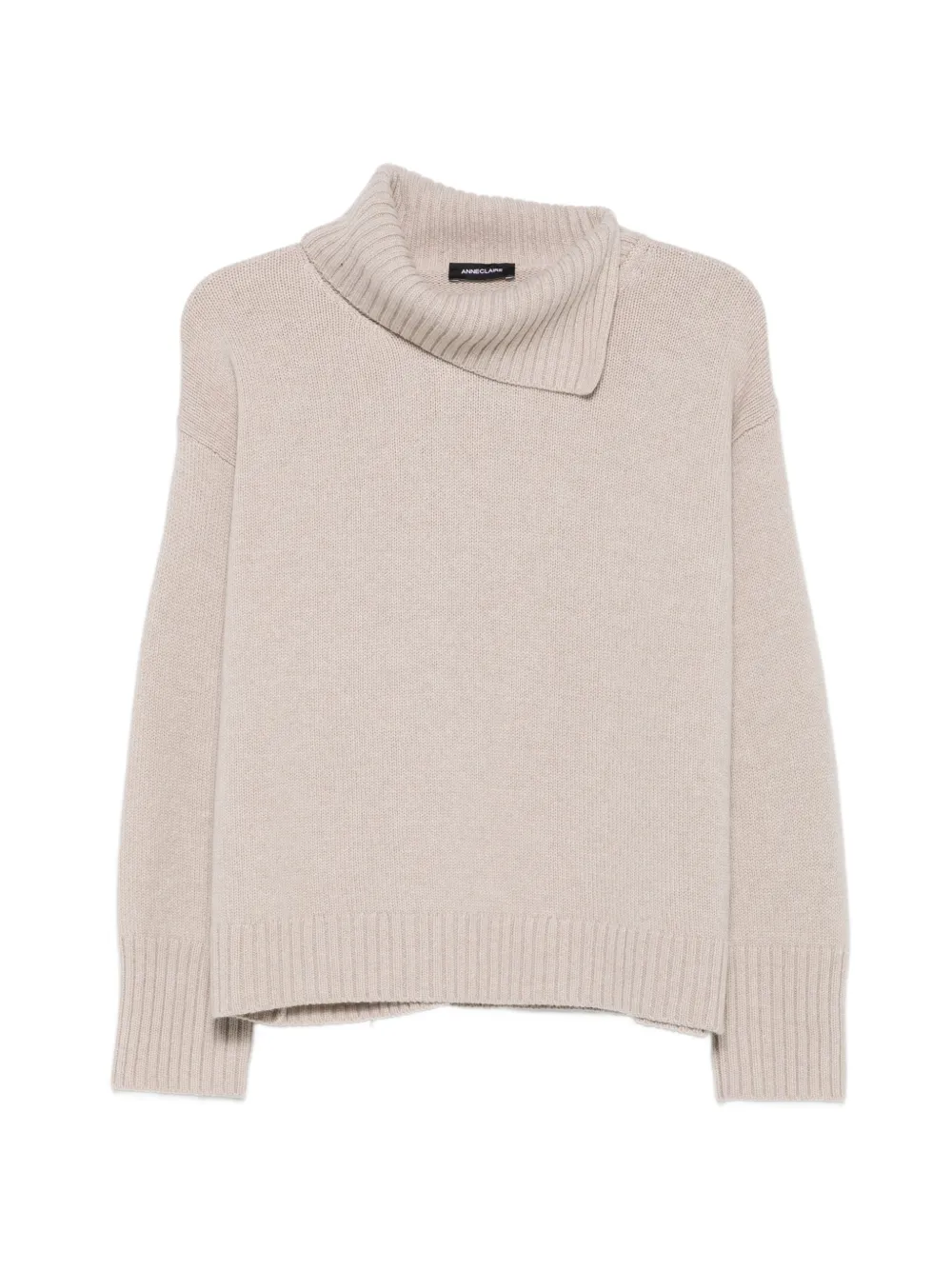 anne claire asymmetric roll-neck sweater - Nude