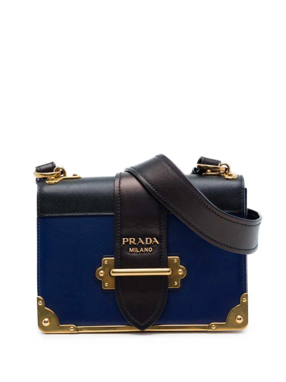 Prada Pre-Owned 2010-2026 Saffiano Trimmed City Calf Cahier crossbody bag - Blau