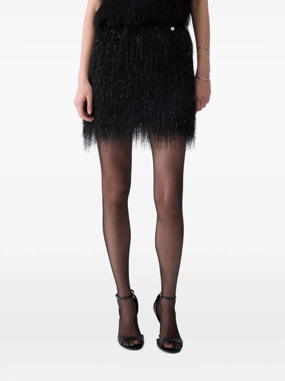 LIU JO fringe mini skirt - Nero