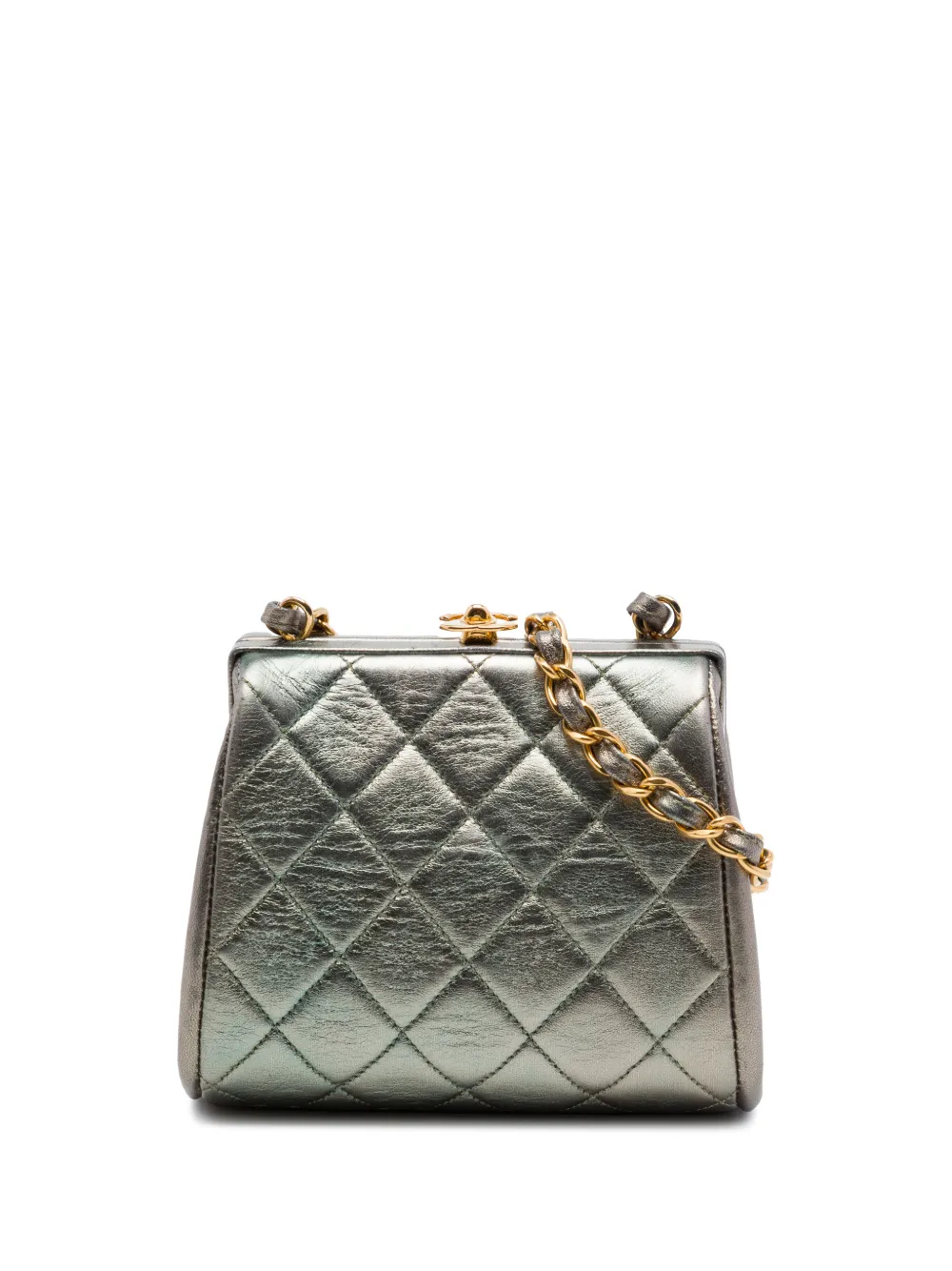 CHANEL Pre-Owned 1996-1997 Mini CC Quilted Metallic Lambskin Frame crossbody bag - Silver