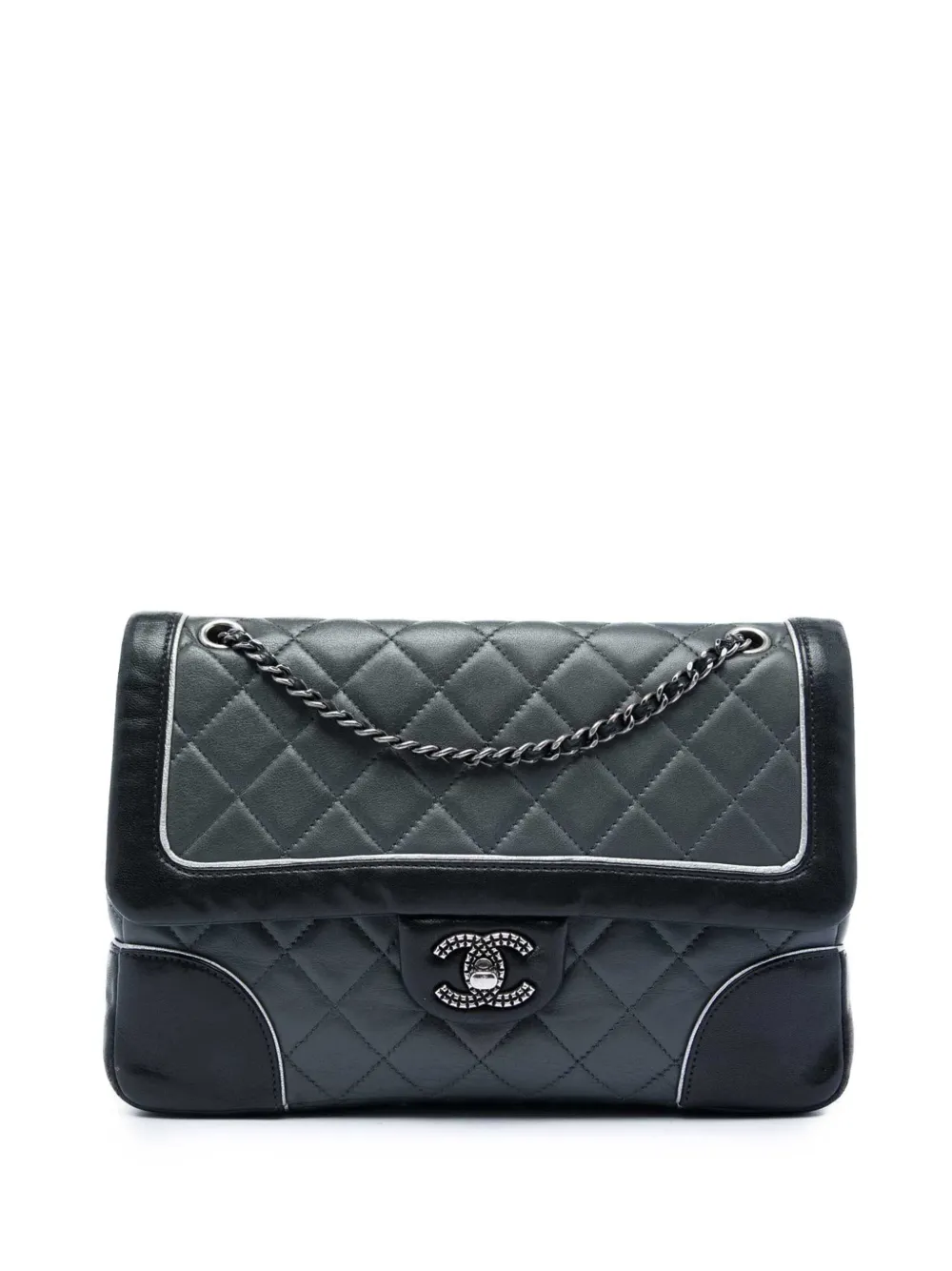 CHANEL Pre-Owned 2015-2016 mittelgroße Paris-Salzburg Tyrolean Schultertasche aus gestepptem Lammleder - Grau