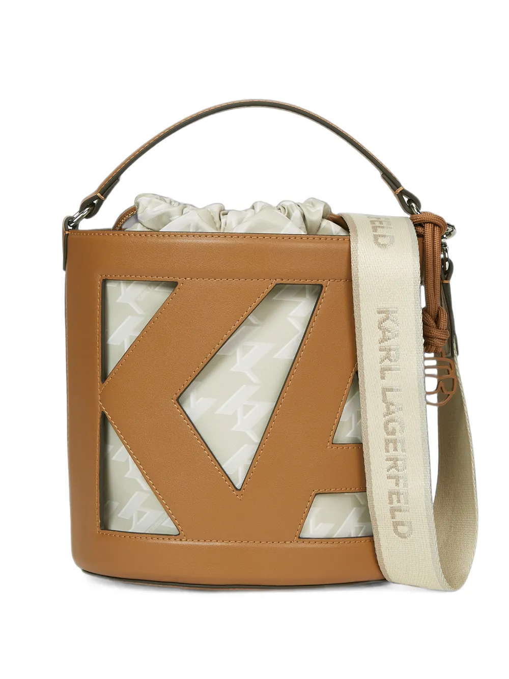 Karl Lagerfeld Ikon Monogram bucket bag - Marrone