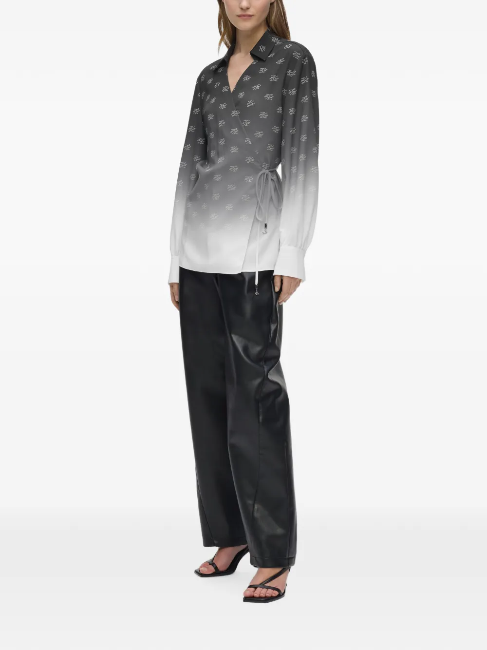 Karl Lagerfeld fluid wrap blouse Grijs