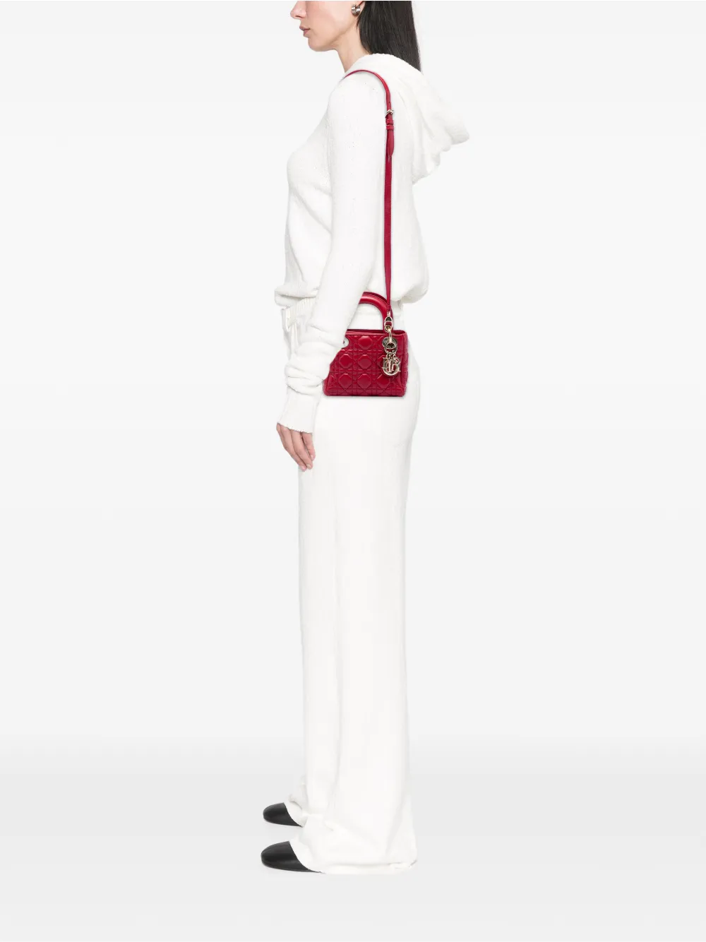 Dior Pre-owned 2017 Mini Lambskin Cannage Lady Dior Satchel in Red, view 2