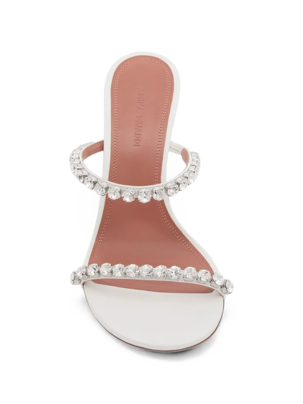 Amina Muaddi Gigi slippers 95 white nappa and white crystals Wit