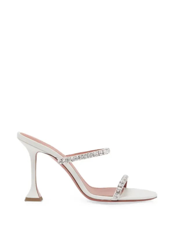 Amina Muaddi Gigi Slippers 95 White Nappa and White Crystals