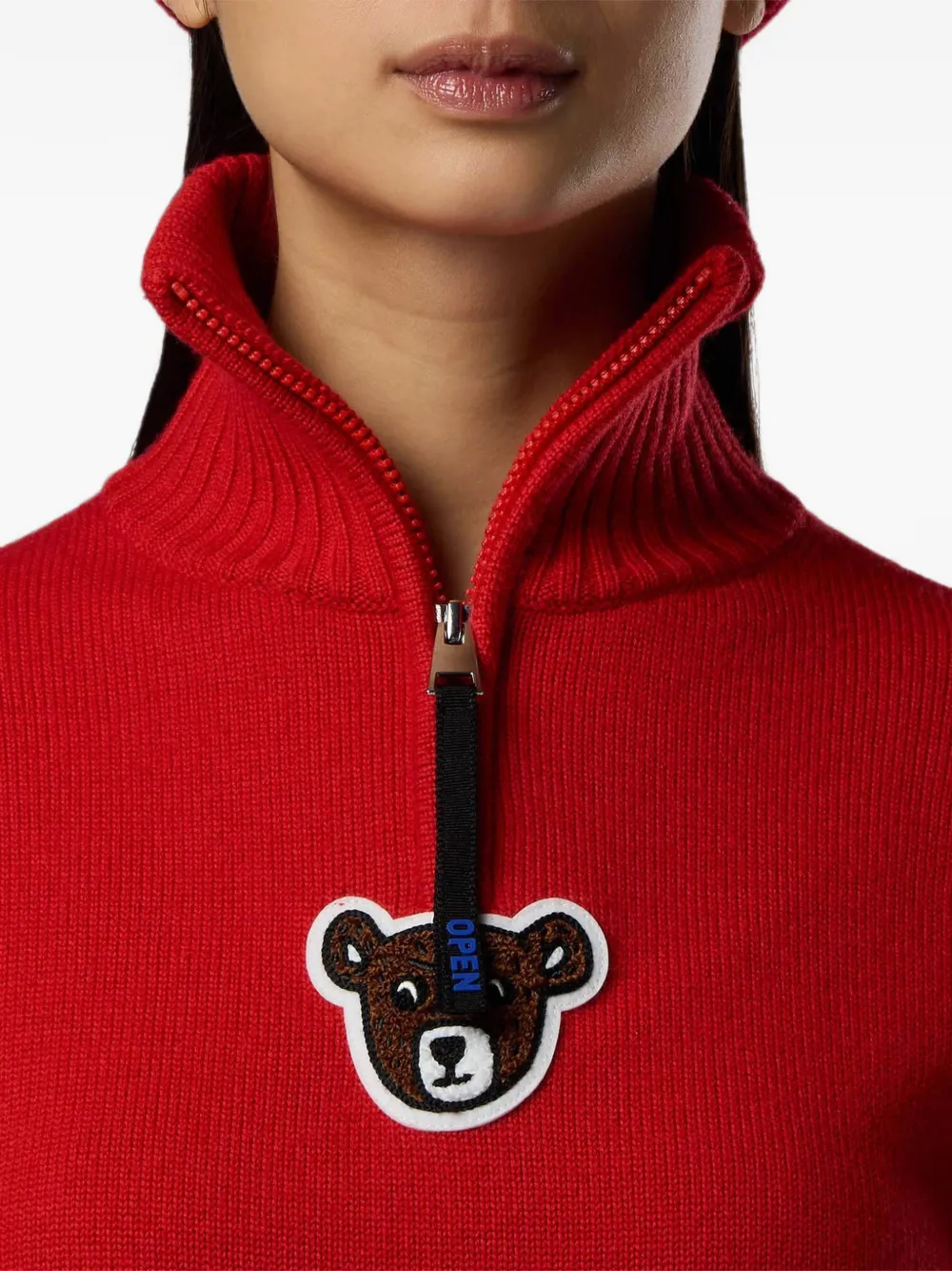 Rossignol JCC trui met halve rits en teddy-patch Rood