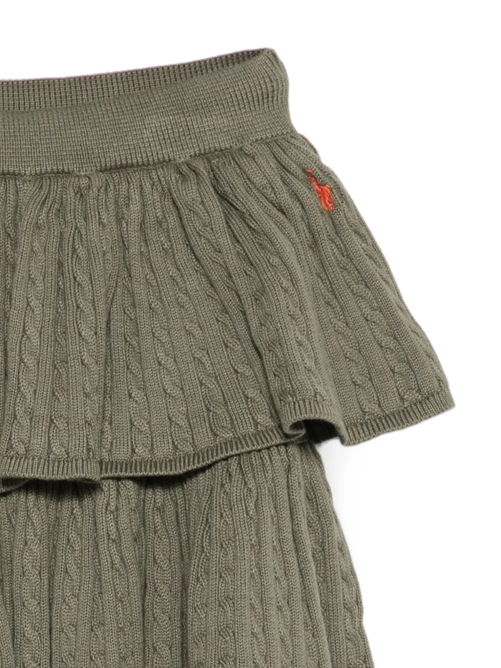 POLO RALPH LAUREN KIDS Kabelgebreide gelaagde rok Groen