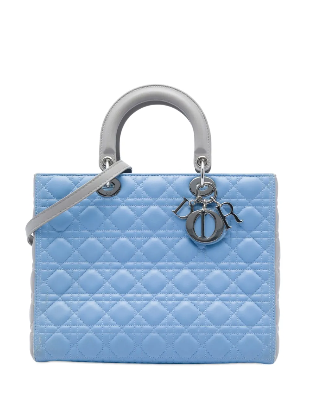 Christian Dior Pre-Owned 2014 Large Bicolor Lambskin Cannage Lady Dior satchel - Blue