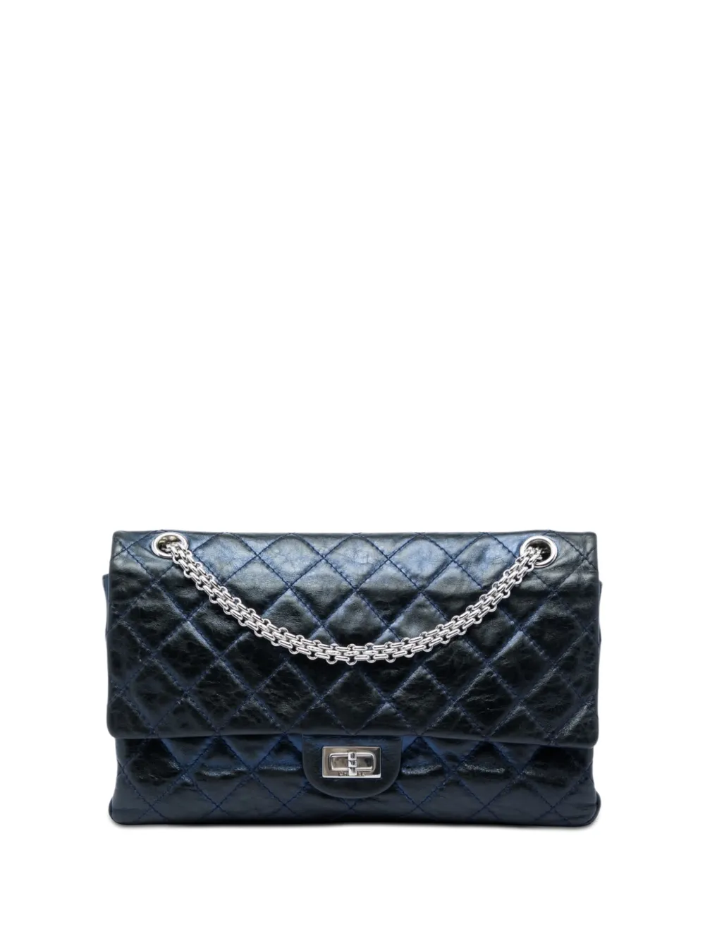 CHANEL Pre-Owned Borsa a spalla Reissue 2.55 in pelle di vitello trapuntata 226 con doppio battente 2008-2009 - Blu