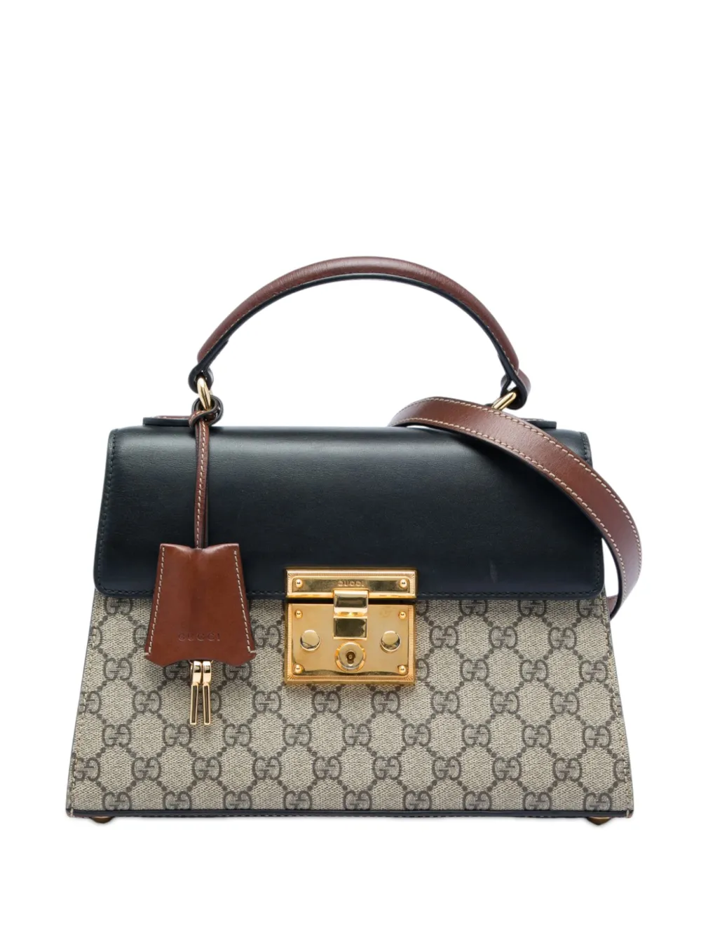 Gucci Pre-Owned Borsa a tracolla in tessuto GG Supreme piccola con lucchetto 2016-2026 - Toni neutri