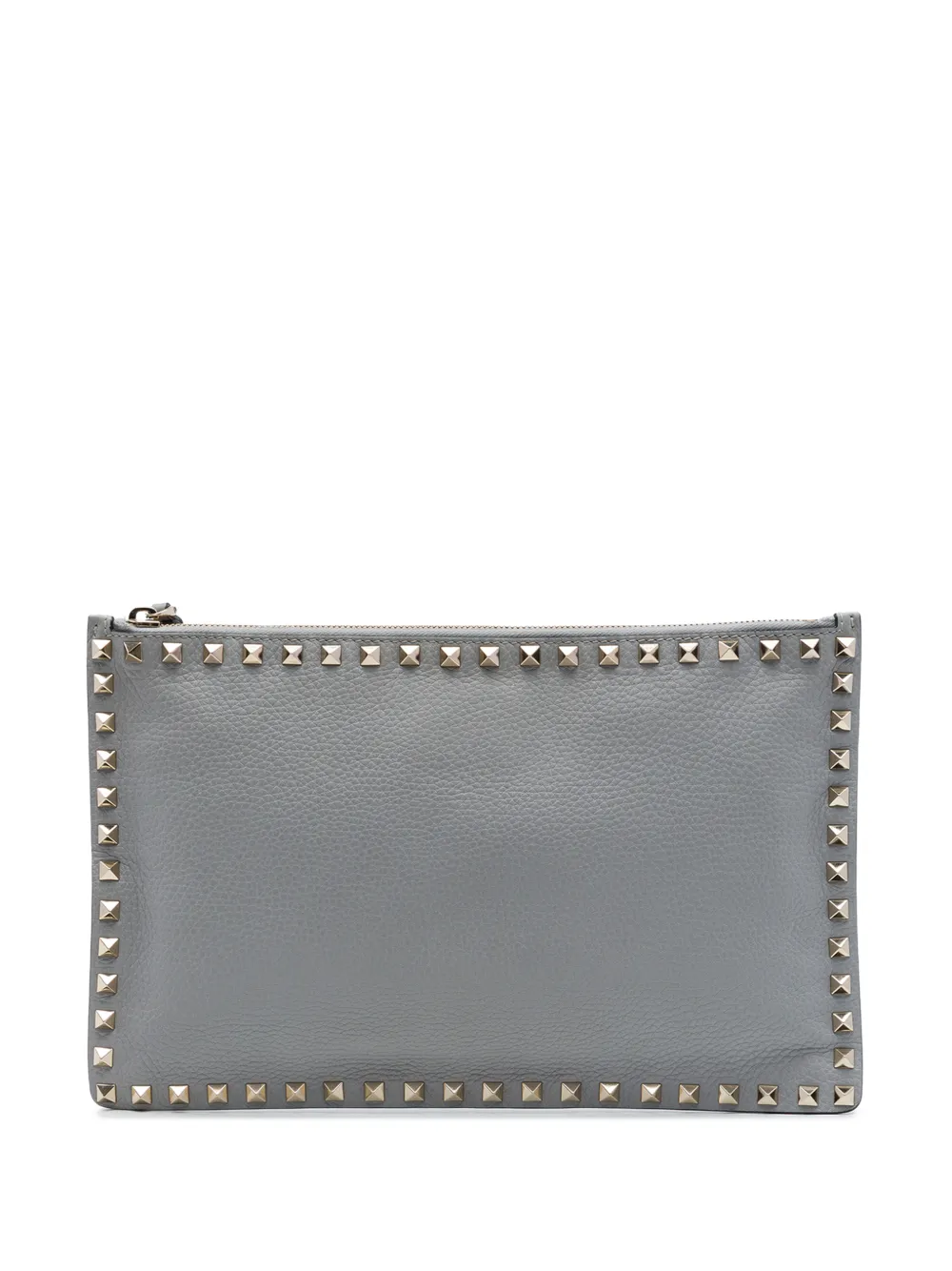 Valentino Garavani Pre-Owned Clutch Rockstud in pelle di vitello pieno fiore con zip 2000-2017 - Grigio