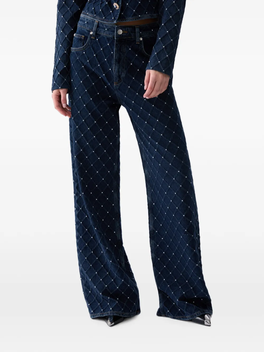 LIU JO Matelassé jeans met stras Blauw