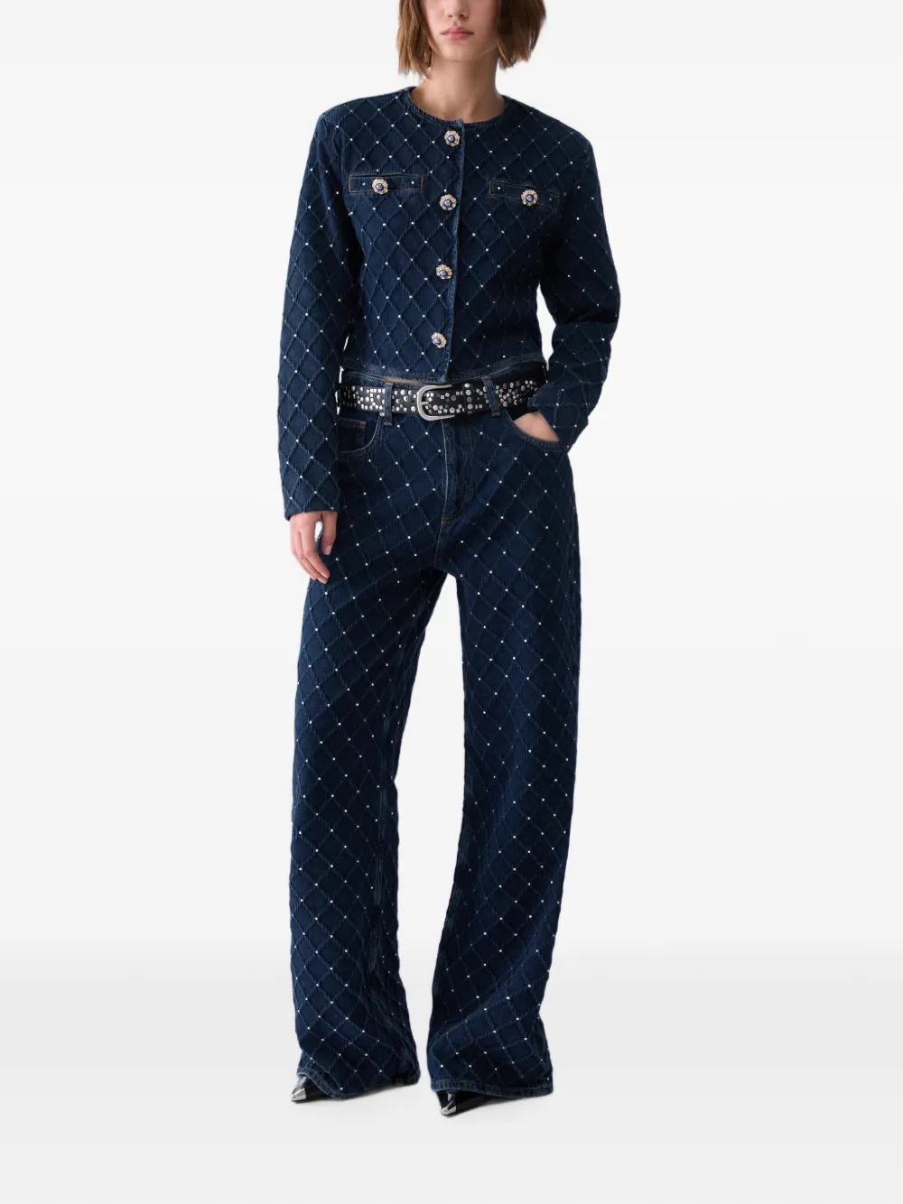 LIU JO Matelassé jeans met stras Blauw