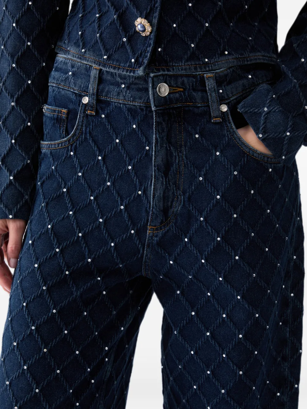 LIU JO Matelassé jeans met stras Blauw