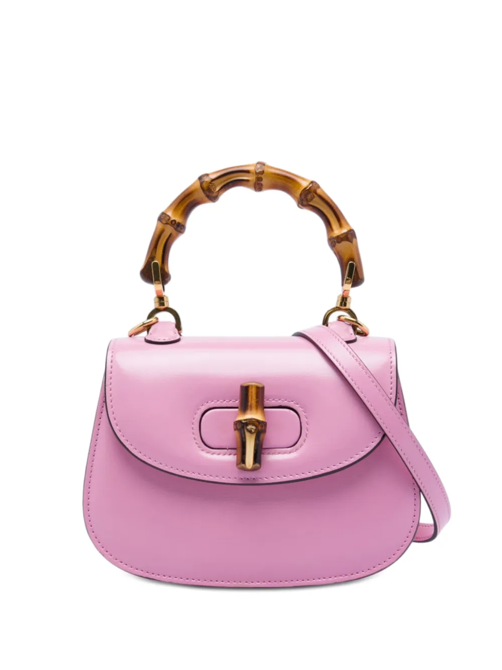 Gucci Pre-Owned 2016-2026 Mini Calfskin Web 1947 Bamboo Top Handle Bag satchel - Pink