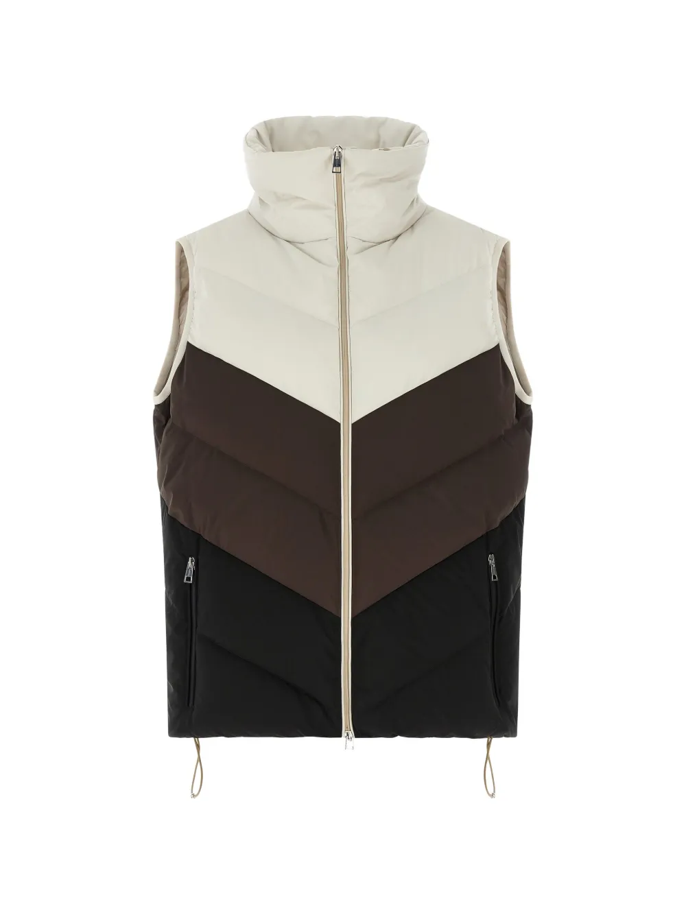Kiton Top met colourblocking en chevron-streep Beige
