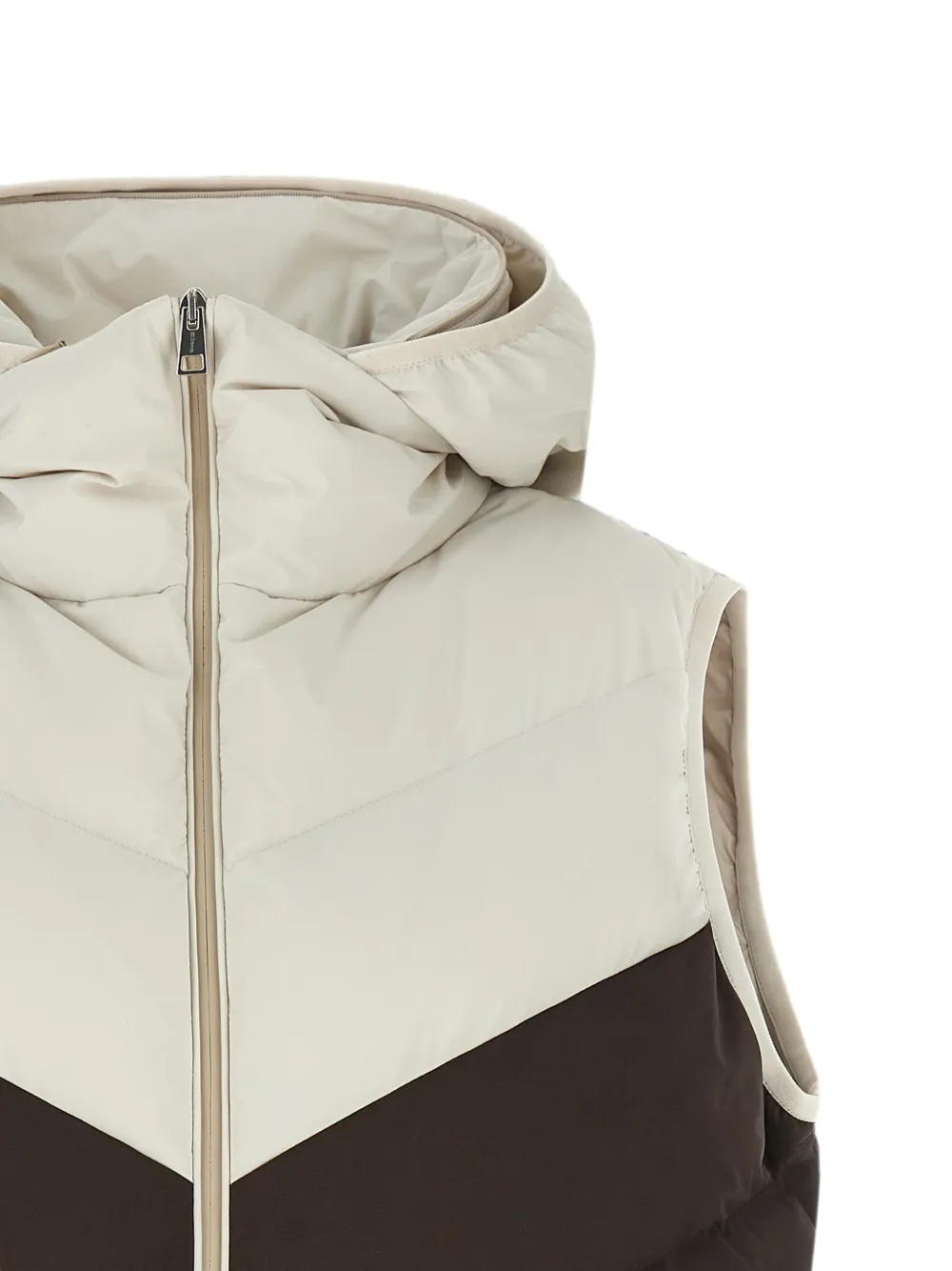Kiton Top met colourblocking en chevron-streep Beige