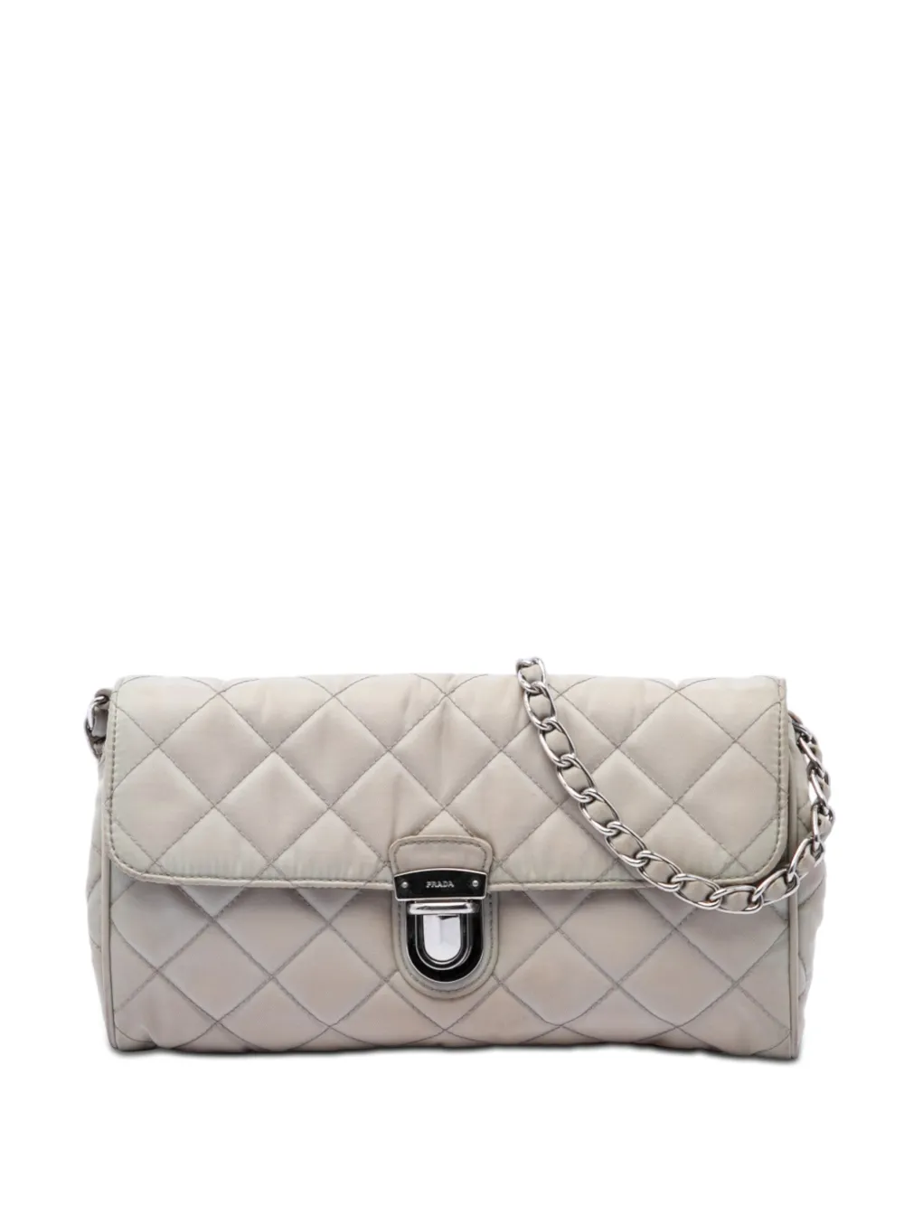 Prada Pre-Owned 2000-2013 Impuntu Tessuto Umhängetasche mit Kettenriemen - Grau