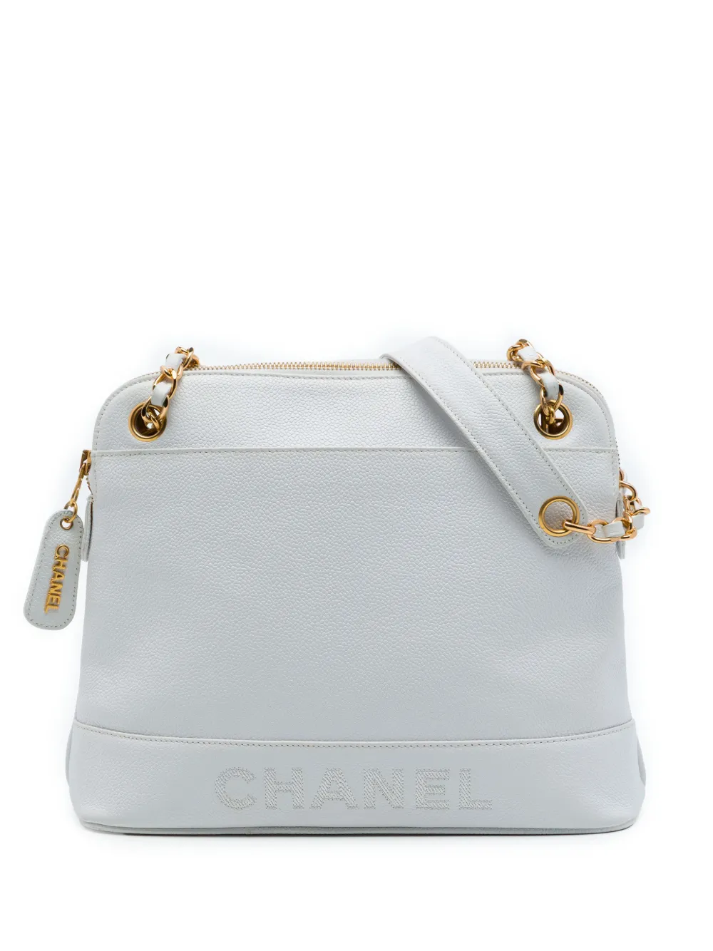 CHANEL Pre-Owned Borsa a spalla in pelle Caviar con logo e catena 1996-1997 - Bianco