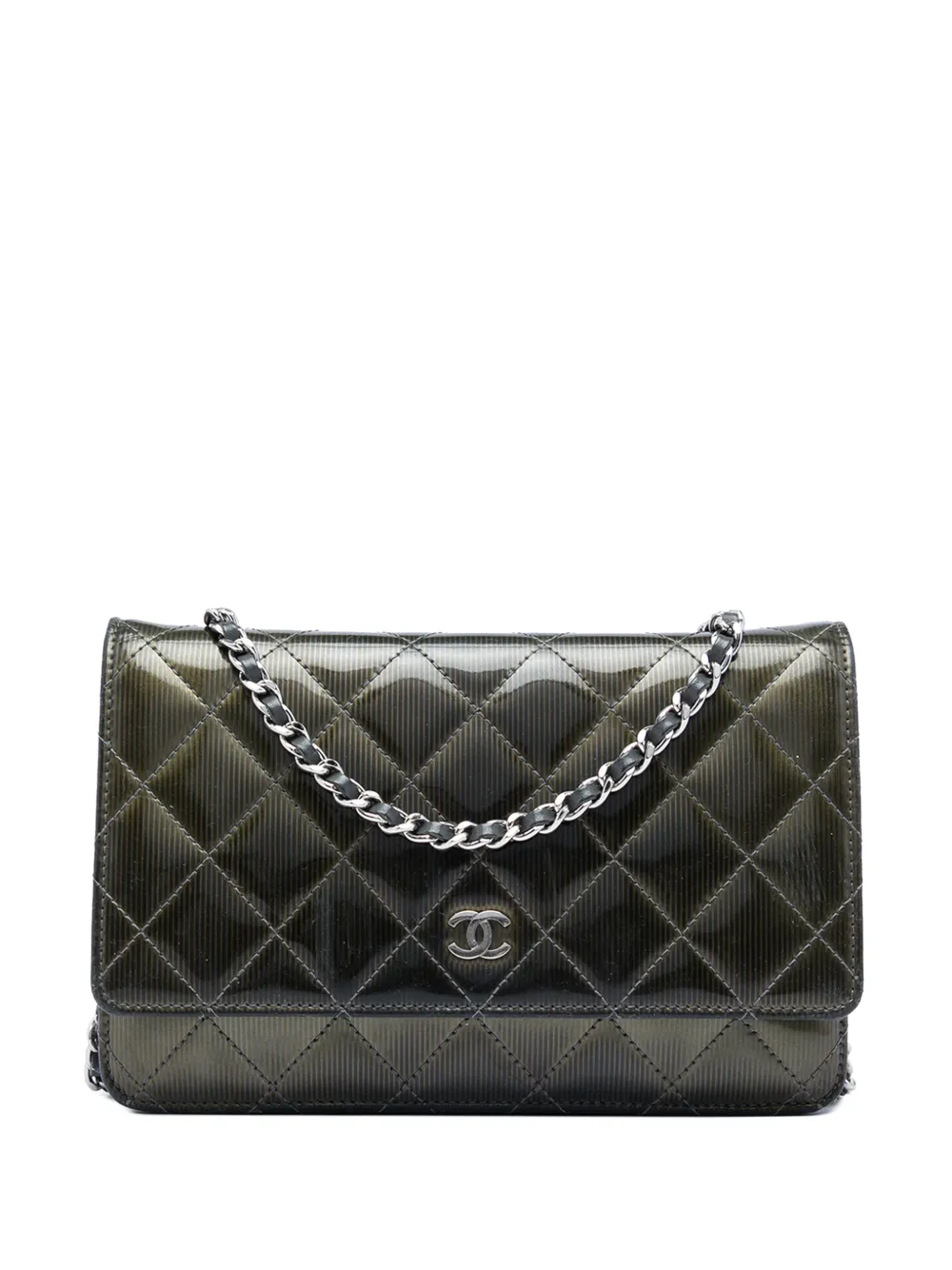 CHANEL Pre-Owned Borsa a tracolla CC lucida e trapuntata con dettagli metallizzati 2012-2013 - Verde