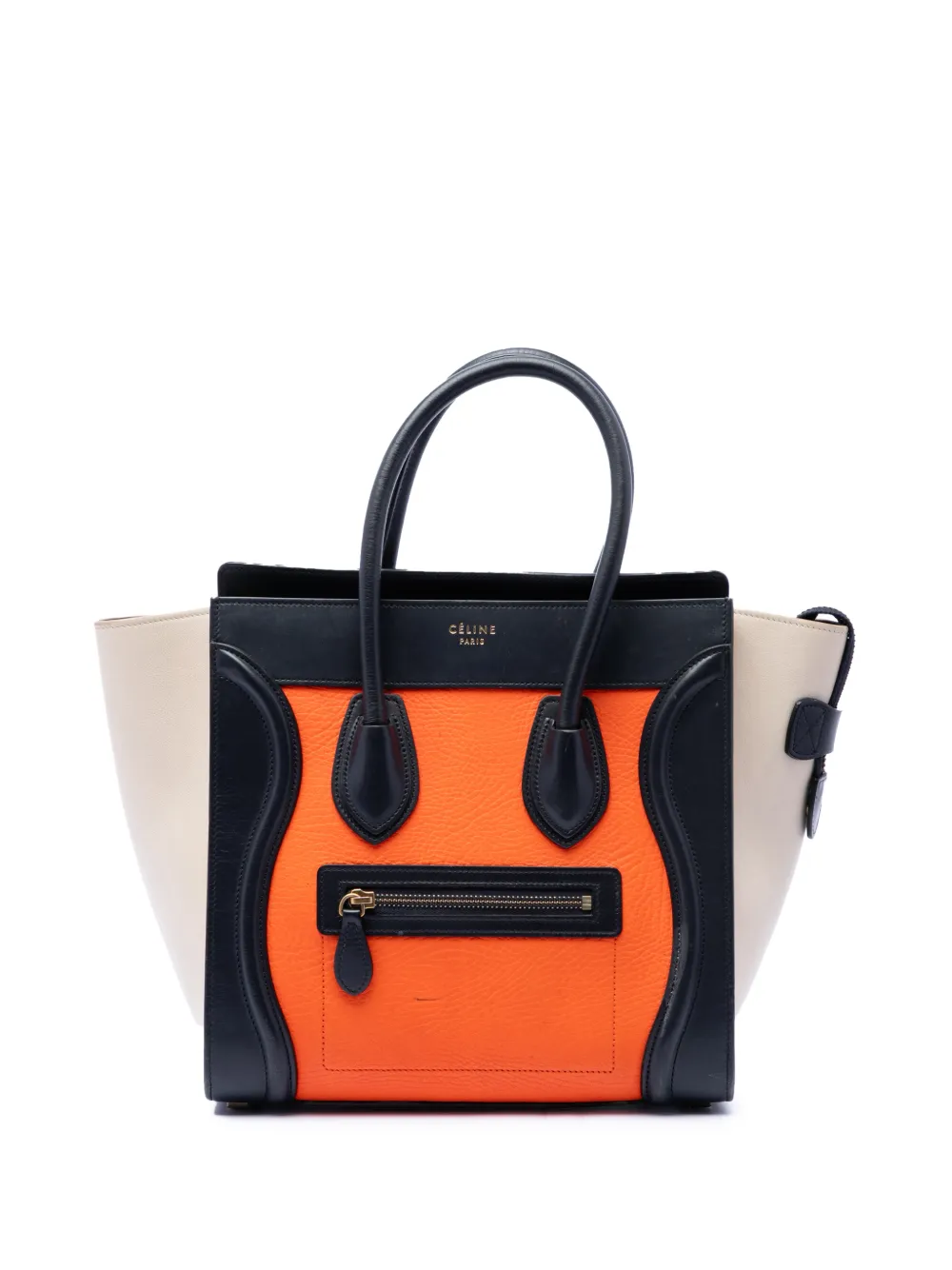 Celine Pre-Owned 2014 Micro Tricolor Leather Luggage Tote handbag - Orange