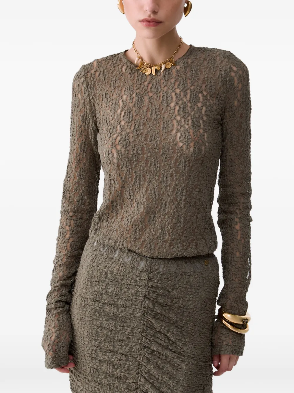 LIU JO stretch lace top - Grün