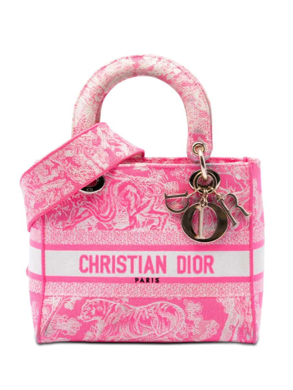 Christian Dior Pre-Owned 2022 mittelgroße Toile de Jouy Lady D Lite Satchel-Tasche aus Canvas - Rosa