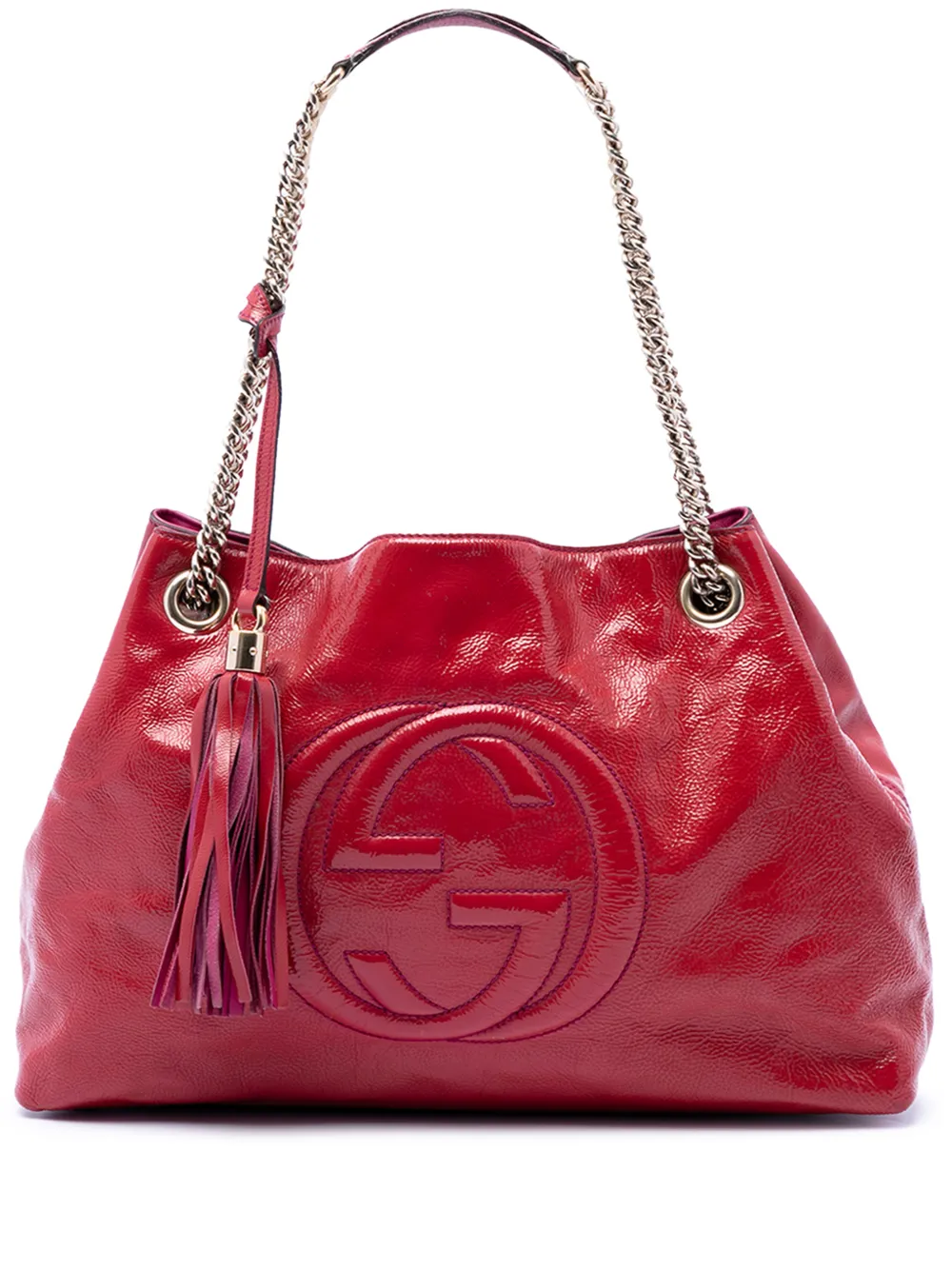 Gucci Pre-Owned Borsa tote Soho media in pelle verniciata con catena 2016-2026 - Rosso