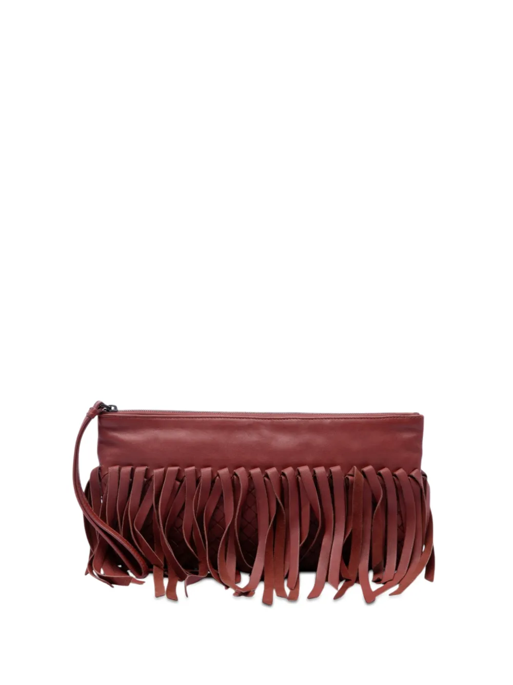 Bottega Veneta Pre-Owned 2012-2026 Intrecciato Clutch aus Lammleder mit Fransen - Rot