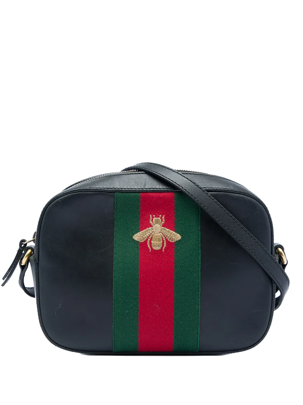 Gucci Pre-Owned 2016-2026 Calfskin Web Webby Bee Camera Bag crossbody bag - Black
