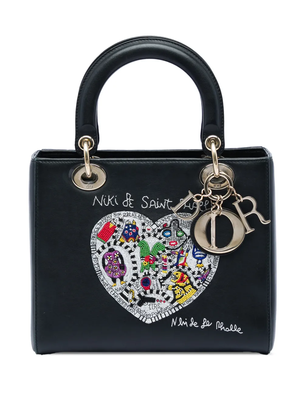 Christian Dior Pre-Owned Borsa a tracolla Niki De Saint Phalle media in pelle di vitello con dettaglio a cuore 2018 - Nero