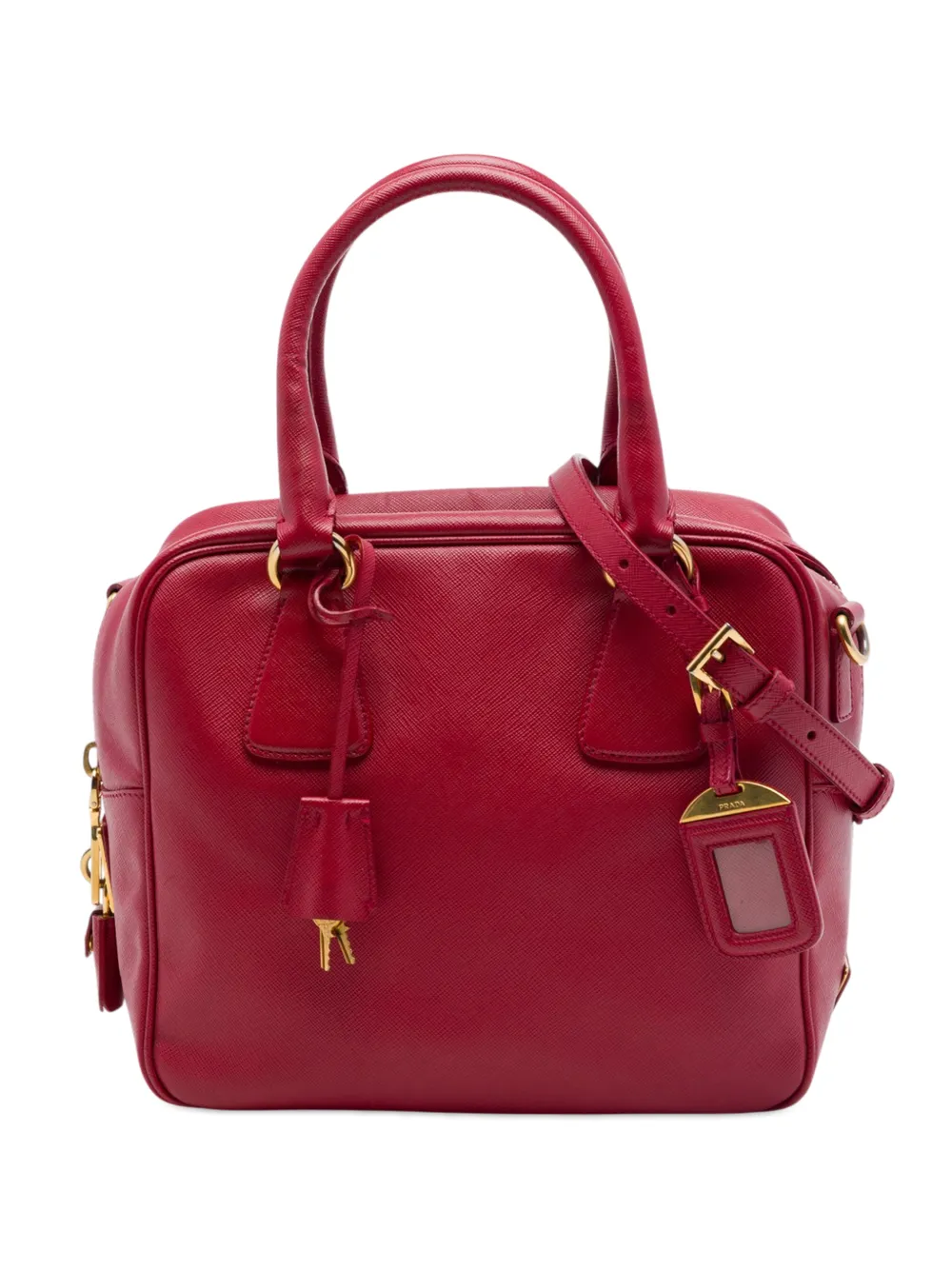 Prada Pre-Owned 2010-2026 Small Saffiano Square Bauletto satchel - Red