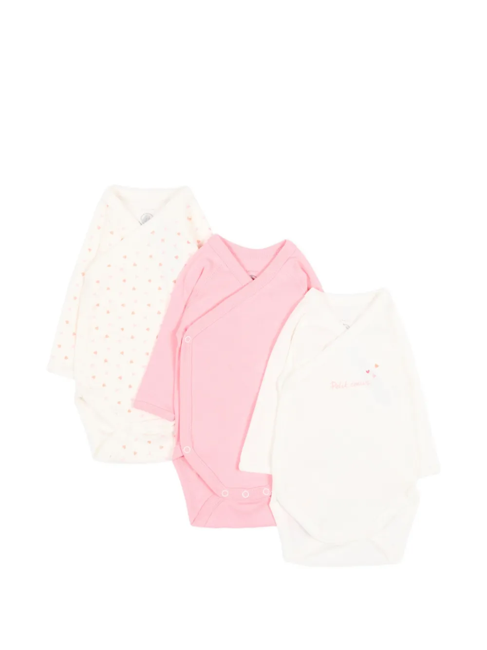 Petit Bateau Bodys mit Herz-Print (3er-Set) - Nude