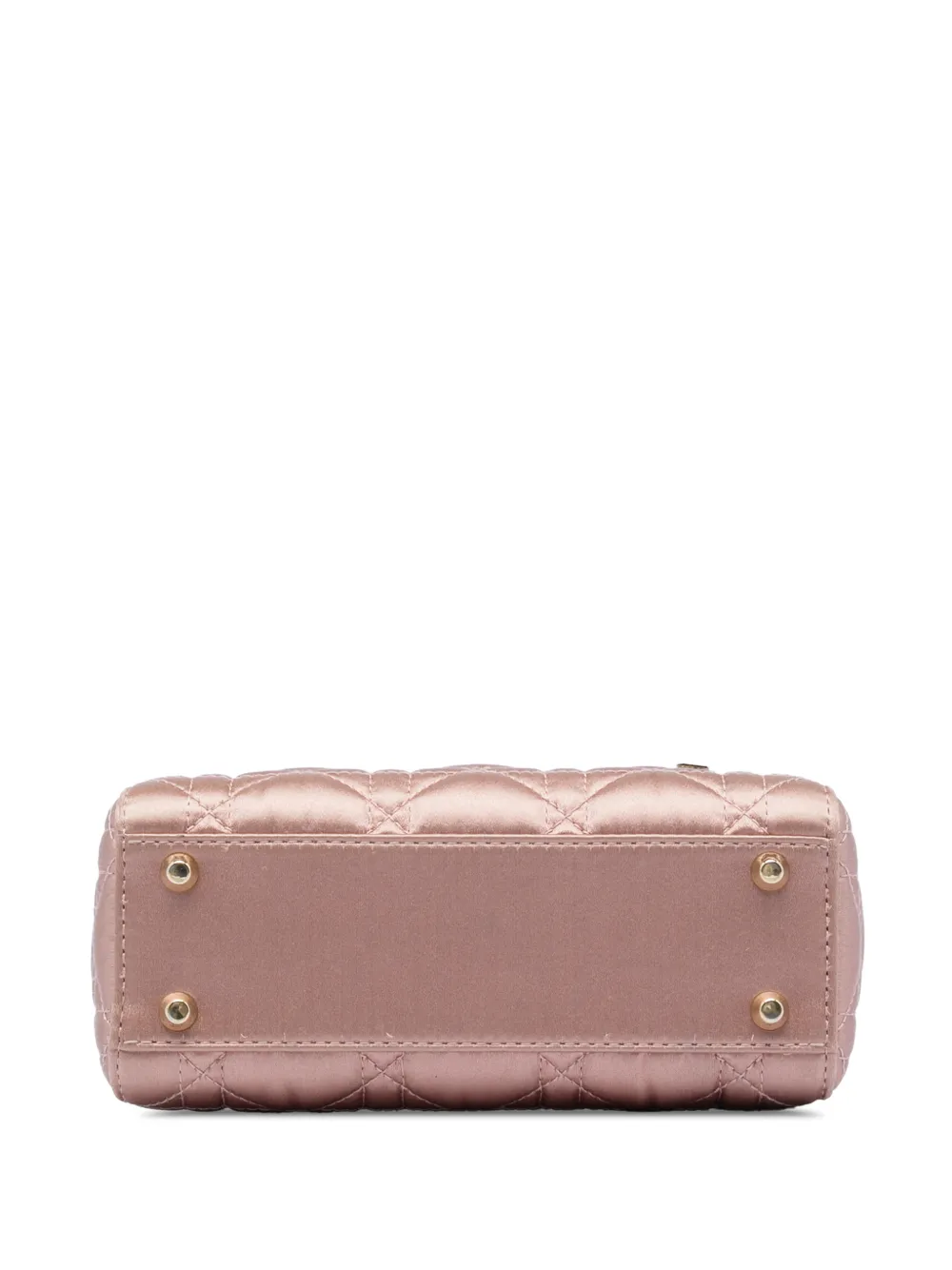 Dior Pre-owned 2019 Mini Satin Cannage Swarovski Crystal Lady Dior Satchel in Pink, view 4