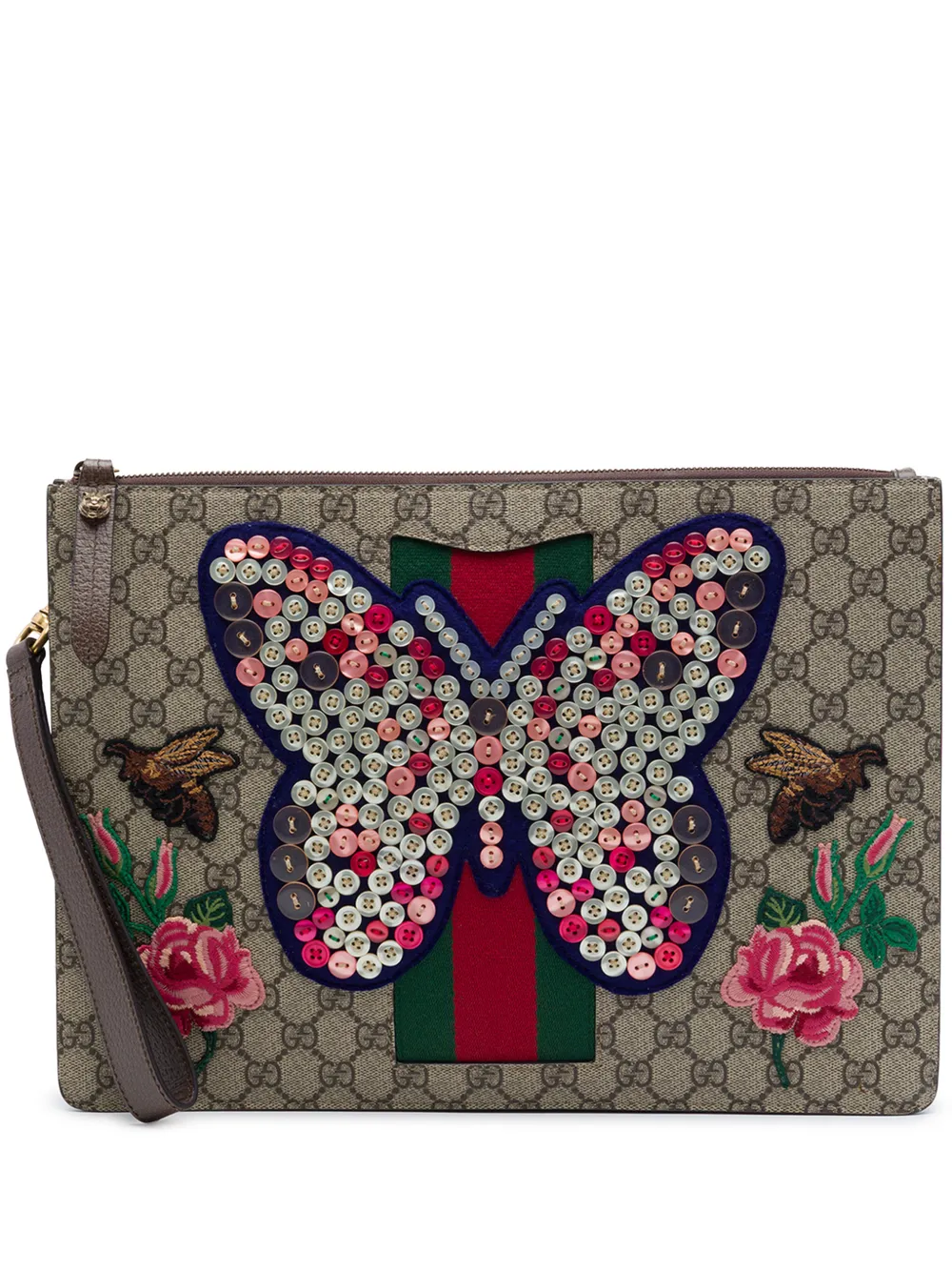 Gucci Pre-Owned 2016-2026 GG Supreme Web Butterfly clutch bag - Neutrals