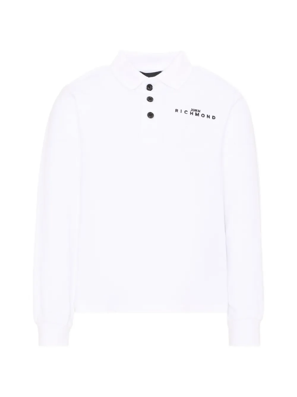 John Richmond Junior logo-print long-sleeved polo shirt - Bianco