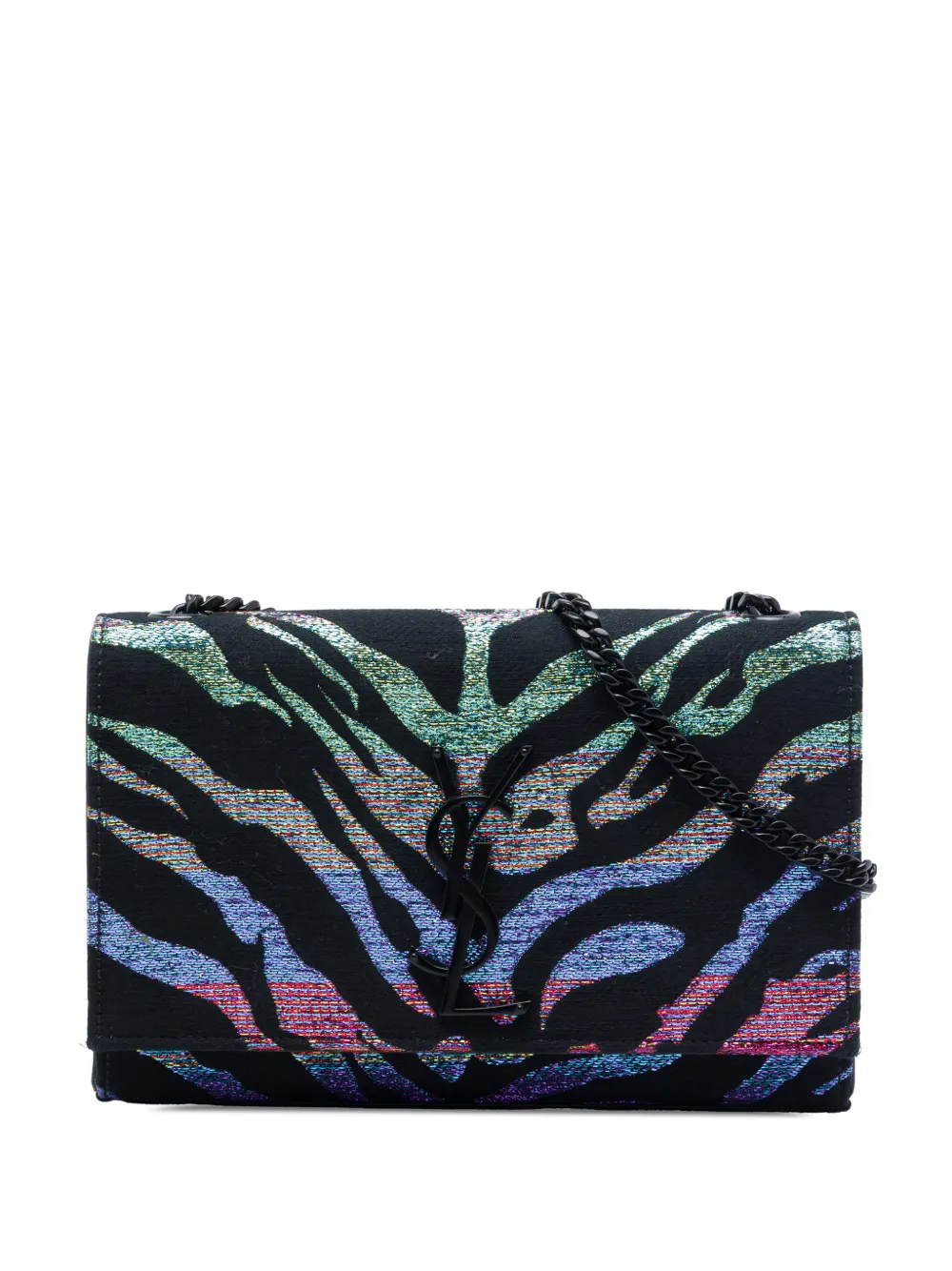 Saint Laurent Pre-Owned Borsa a tracolla Kate piccola in tela metallizzata con monogramma 2019 - Nero