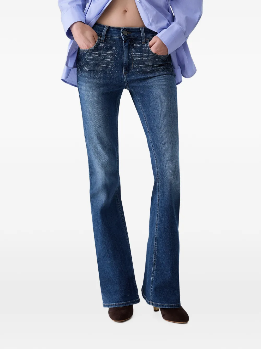 LIU JO Bootcut jeans met stras Blauw