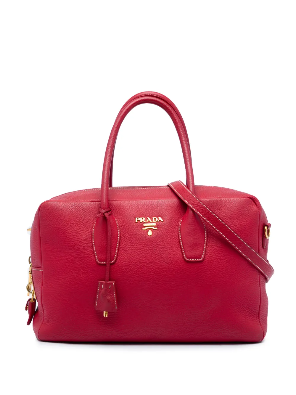 Prada Pre-Owned 2010-2026 Vitello Daino Bauletto Satchel-Tasche - Rot