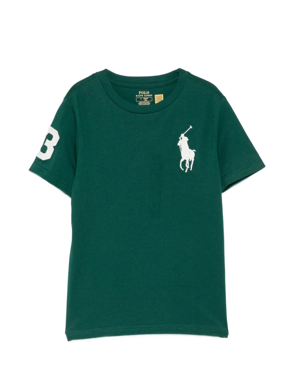 POLO RALPH LAUREN KIDS pony-embroidered number-patch T-shirt - Verde