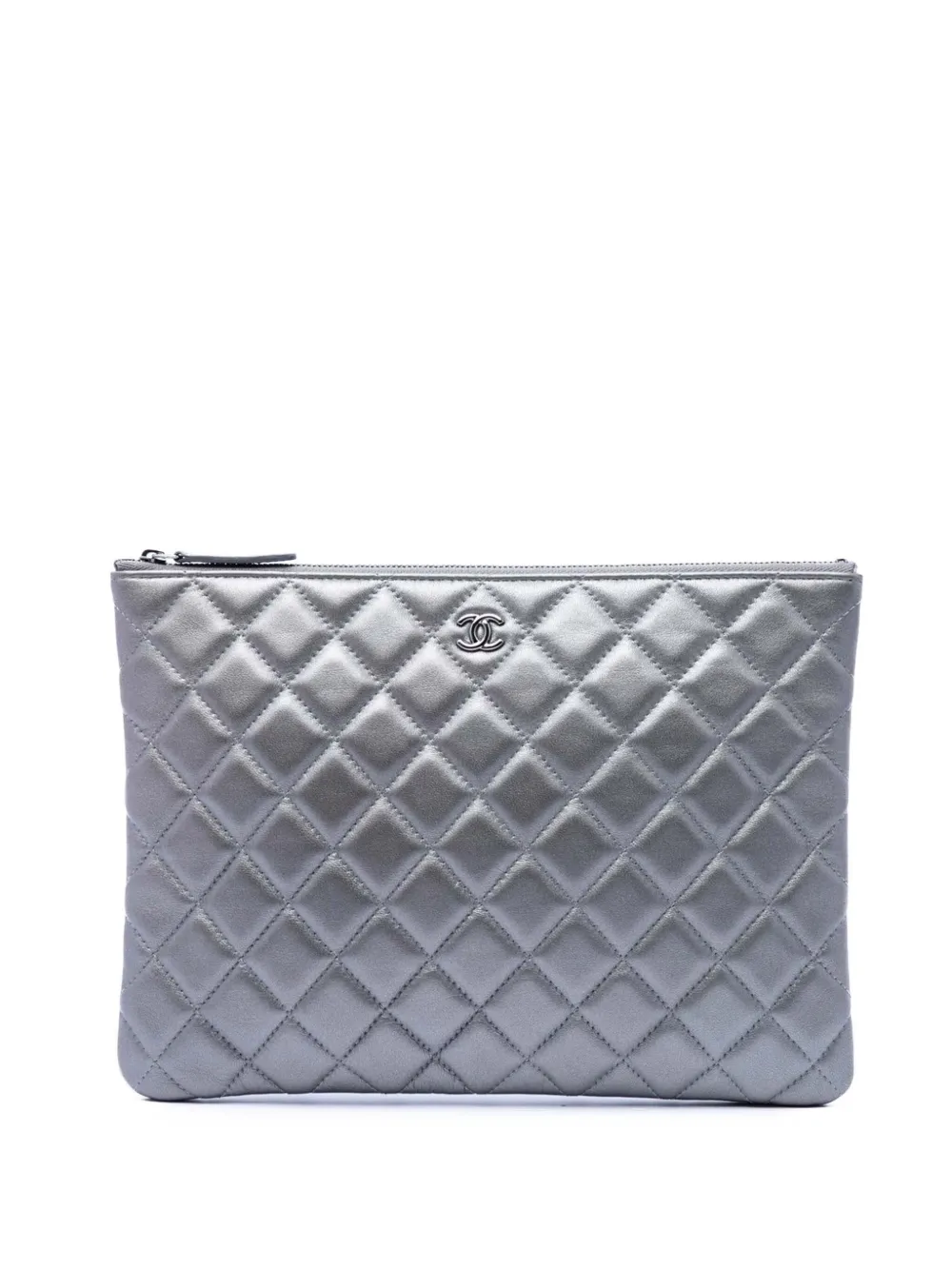 CHANEL Pre-Owned pochette matelassée O Case médium (2016-2017) - Argent
