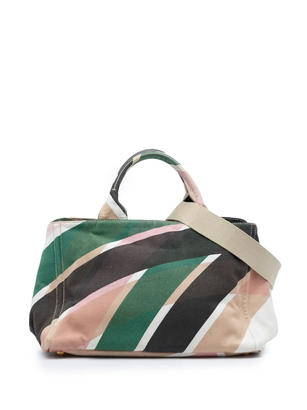 Prada Pre-Owned 2013-2026 Multicolor Printed Canvas Canapa satchel - White
