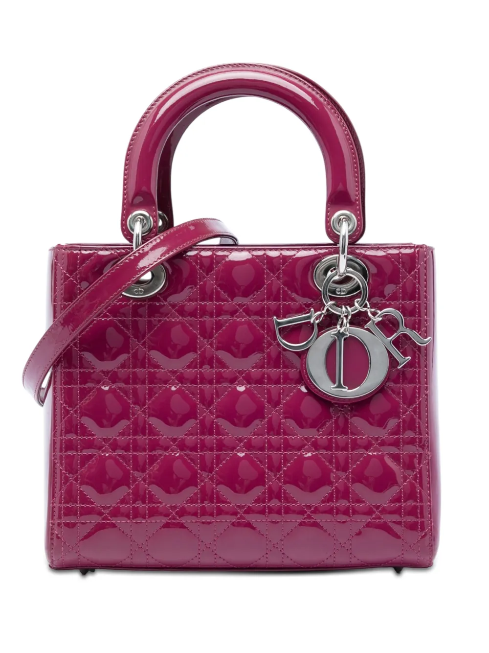 Christian Dior Pre-Owned 2012 Medium Patent Cannage Lady Dior satchel - Pink