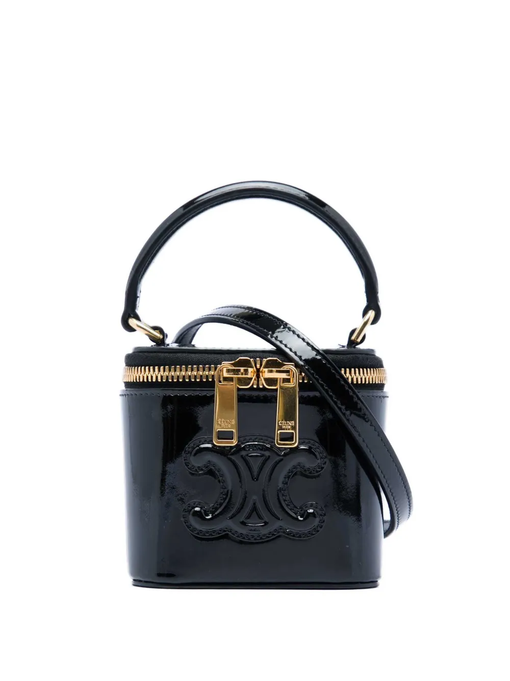 Celine Pre-Owned 2001-2026 Mini Patent Cuir Triomphe Vanity Case satchel - Black