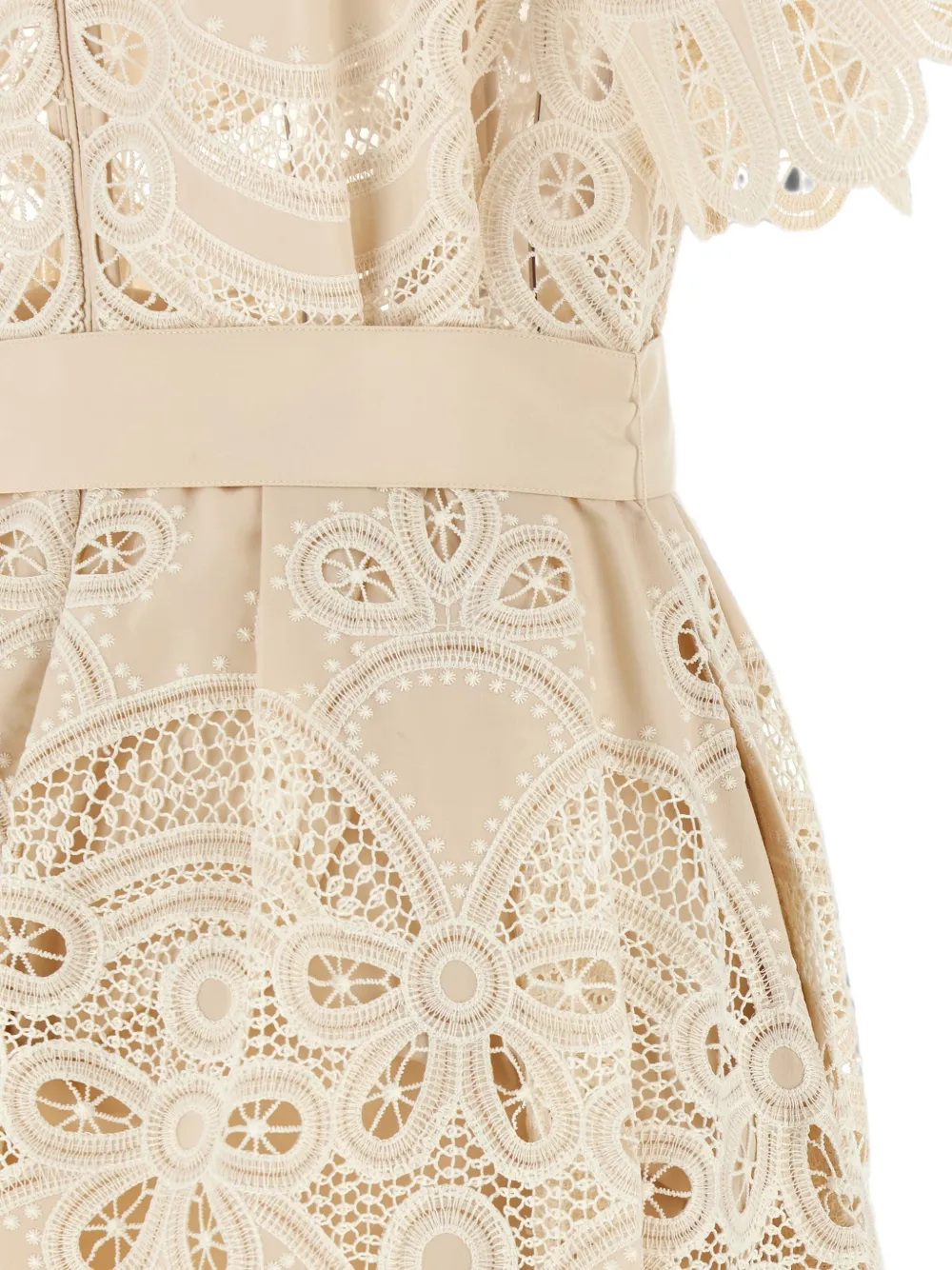 Elie Saab Jurk met gewelfde afwerking en borduurwerk Beige