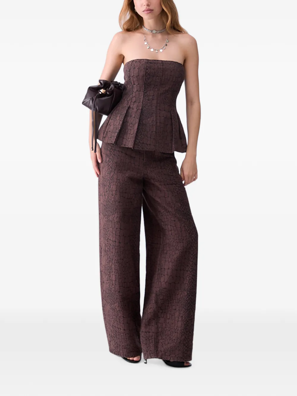 LIU JO Broek met ballonjacquard Bruin