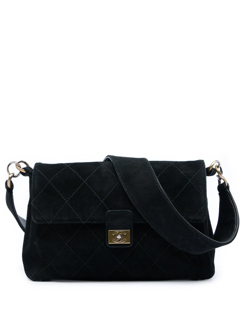CHANEL Pre-Owned Borsa a spalla CC in pelle scamosciata trapuntata 2002-2003 - Nero